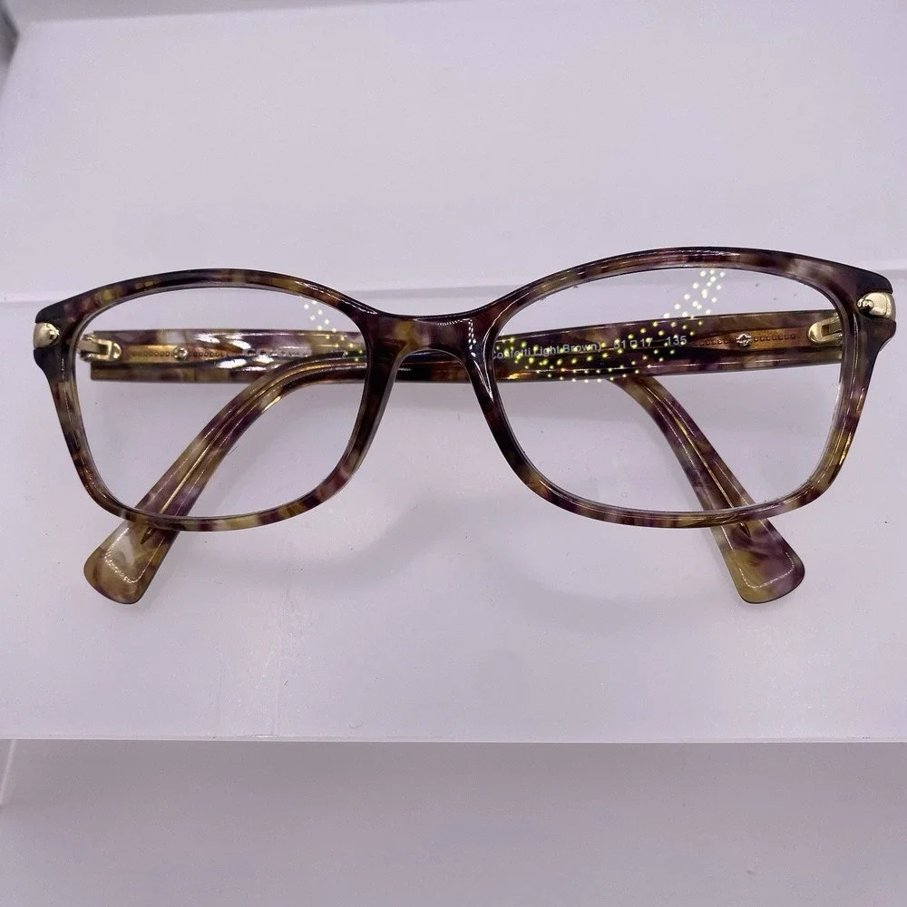 Coach Eyeglasses Women FRAME ONLY HC6065 51-17-135 Confetti Light Brown 001